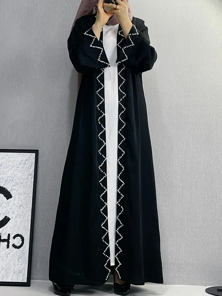 One Piece Ramadan Eid Mubarak Open Abaya Kimono Dubai Turkey Islam Kaftan Muslim Dress Clothes Abayas For Women Robe Caftan