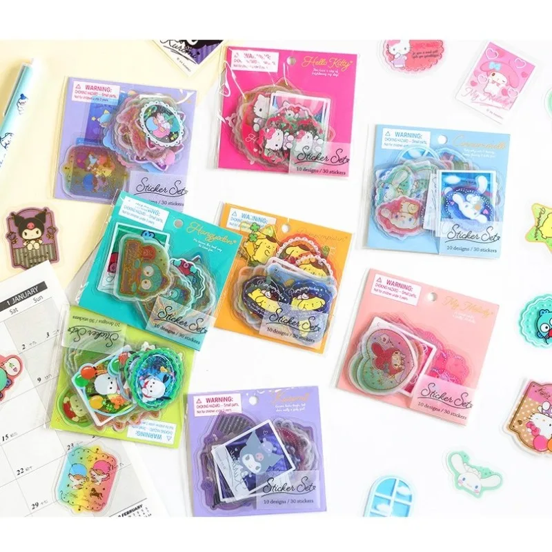 

30Pcs/Set Sanrio Hello Kitty Stickers Anime Action Figure waterproof Graffiti Sticker Phone and Laptop Decoration Christmas Gift