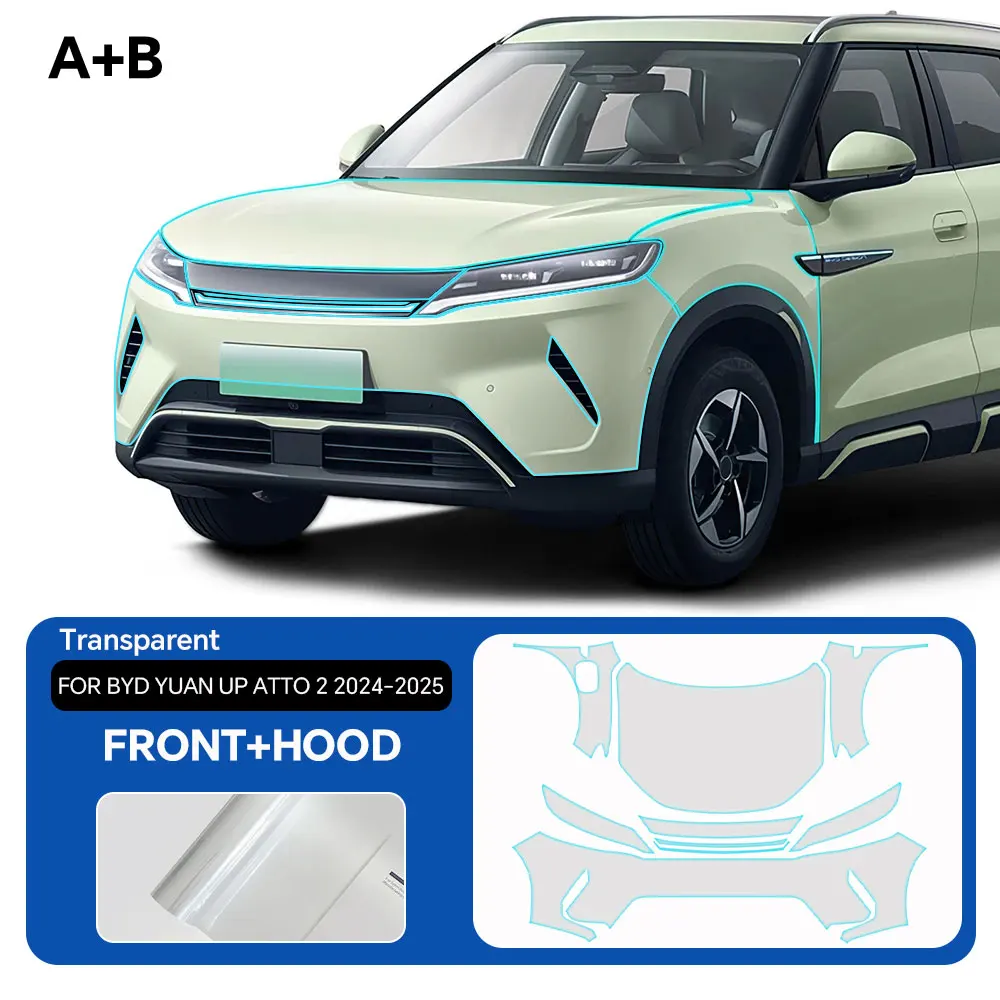 

For BYD Yuan UP ATTO 2 2024 2025 Car TPU Pre-cut PPF Kit Scratch-resistant Front Bumper Hood Engine Transparent Protective Film