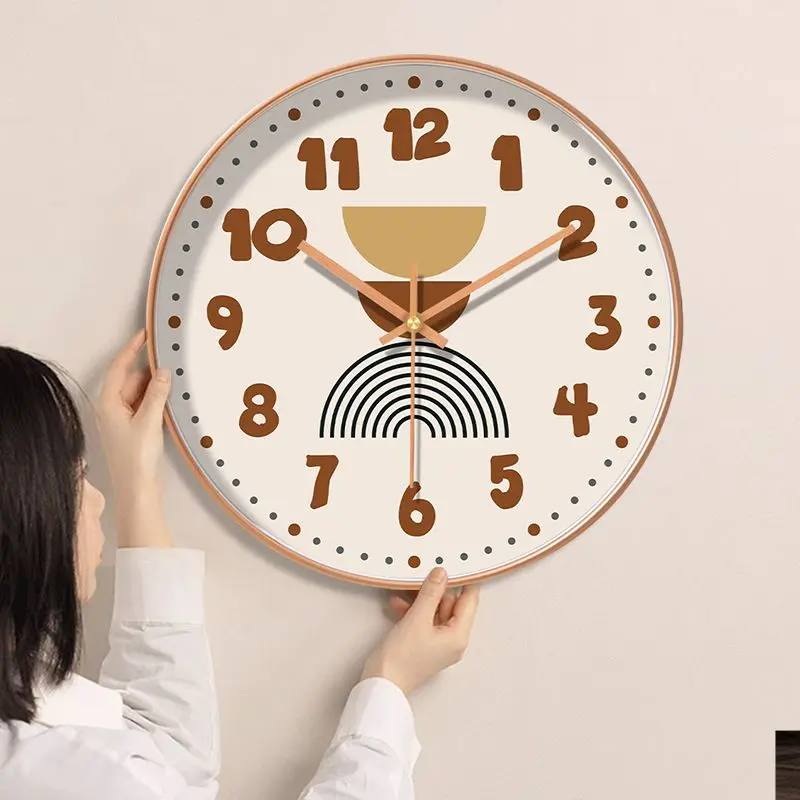 Creative Geometric Modern Wall Clock Cute Clock Living Room Home Decor Bedroom Silent No Punching Wall Hanging Watch