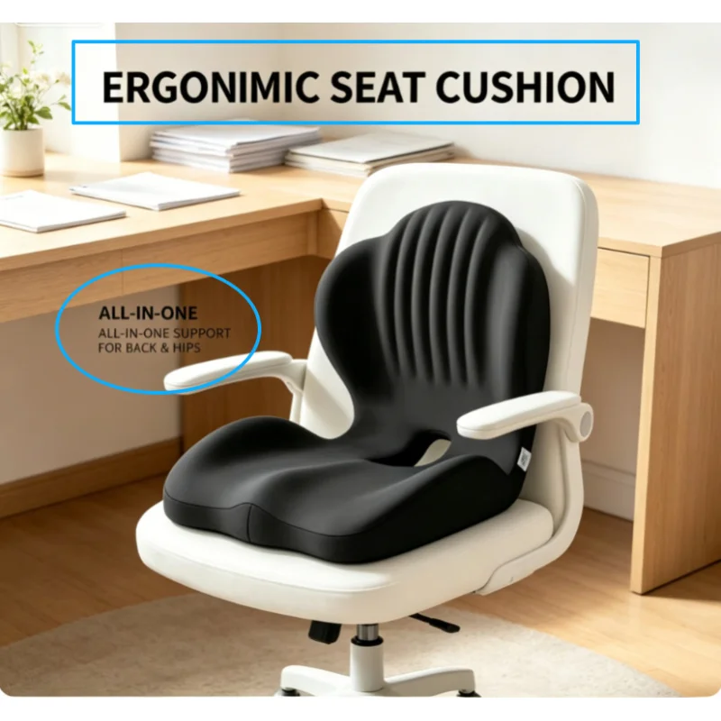Ergonomic Memory Foam Seat Cushion Lumbar Support Pad Relieve Tailbone Sciatica Pain For Office Chair Car Seat Daily Use