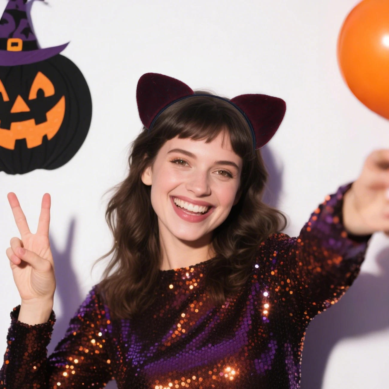 Flauschiges Katzenohren-Stirnband für Frauen, Schwarzes Kätzchenohren-Katzen-Accessoire für Halloween-Katzenfrau-Kostüm – Detail 6
