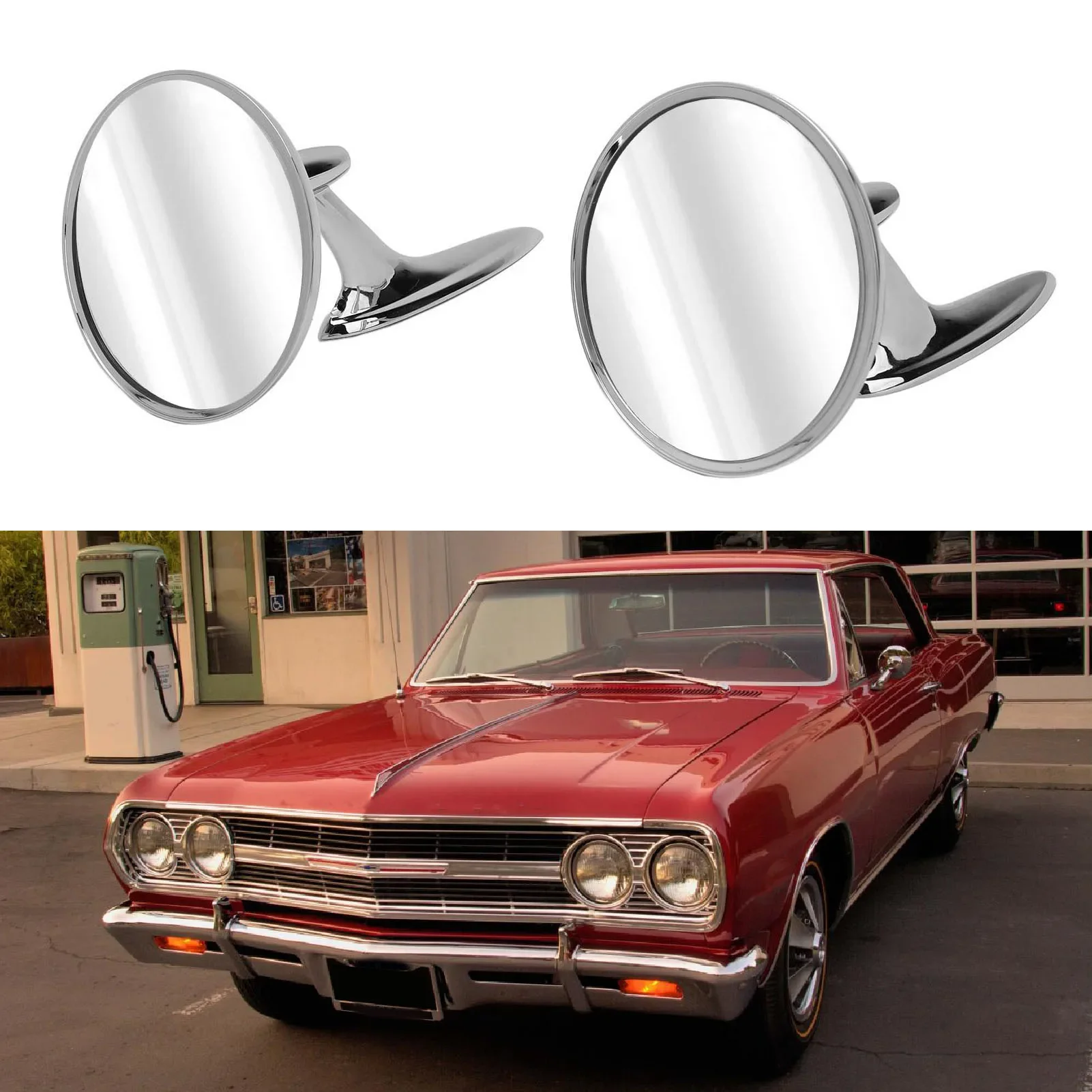 Vintage Car Side Mirror For Chevy Impala Round Retro Car Rearview Mirror Classic Corvair  Biscayne Bel Air El Camino Chevelle