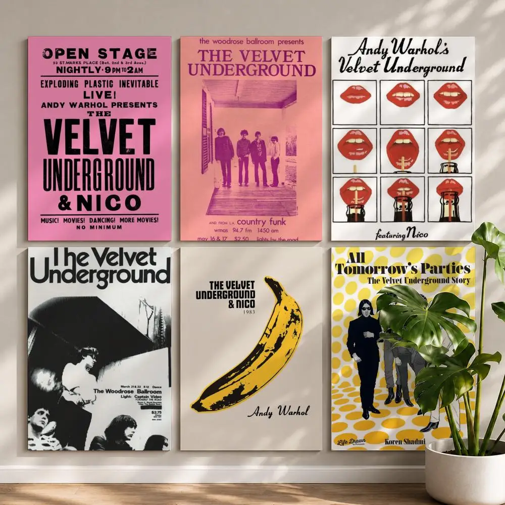 Band T-The Velvet UndergroundS Poster HD Self Adhesive Waterproof Wall Art Ideal for Home Office Dorm Bedroom Great Gift