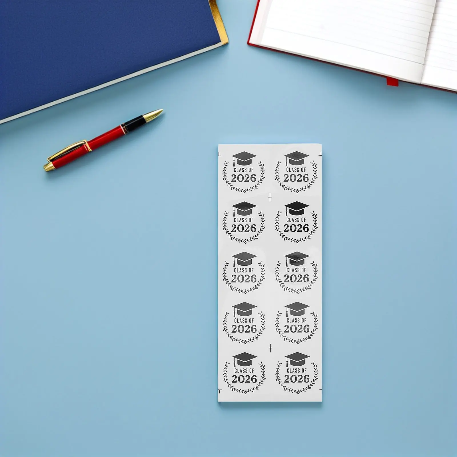 5Sheets Class of 2026 Graduation Stickers Senior Adhesive Round Sticker for Invitations Envelopes Gift Bag Decoration
