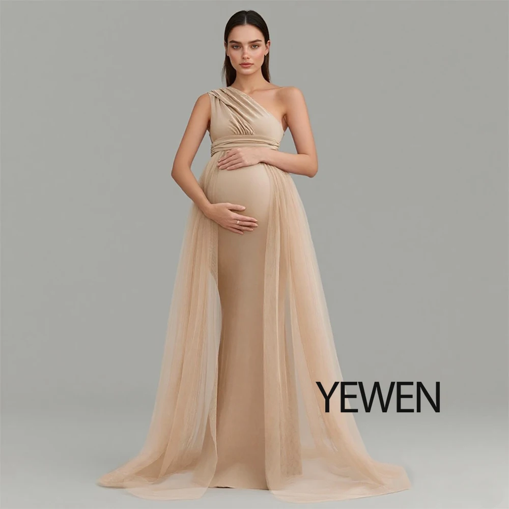 One Shoulder Maternity Photoshoot Dress Elegant Engagement Gown Pregnancy Gowns for Photoshoot​ for Pregnant Women Baby Shower