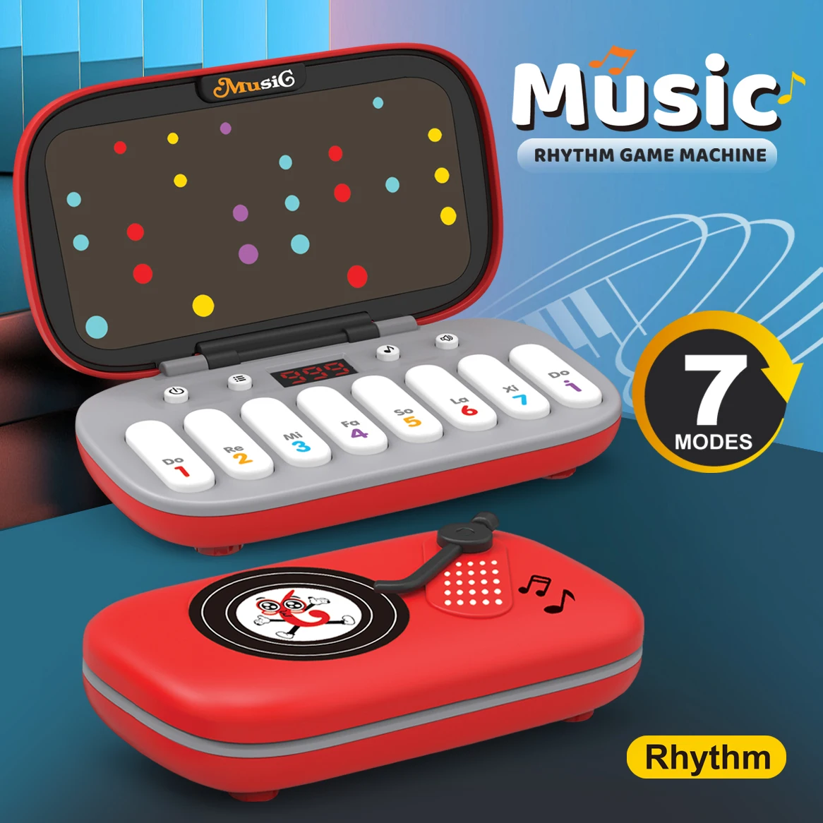 

Electronic Music Rhythm Puzzle Game Machine Montessori Pockets Travel Toy Light Up Educationa Sensory Fast Push Table Game