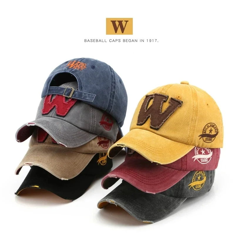 Women Mens Baseball Caps Letters W Embroidery Snapback Hip Hop Hat Adjustable Cotton Gorras Unisex Outdoor Casual Male Dad Hats