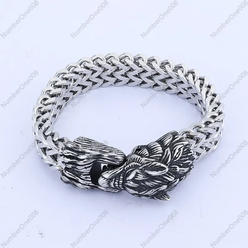 

Stainless Steel Wolf Head Shape Woven Bracelet