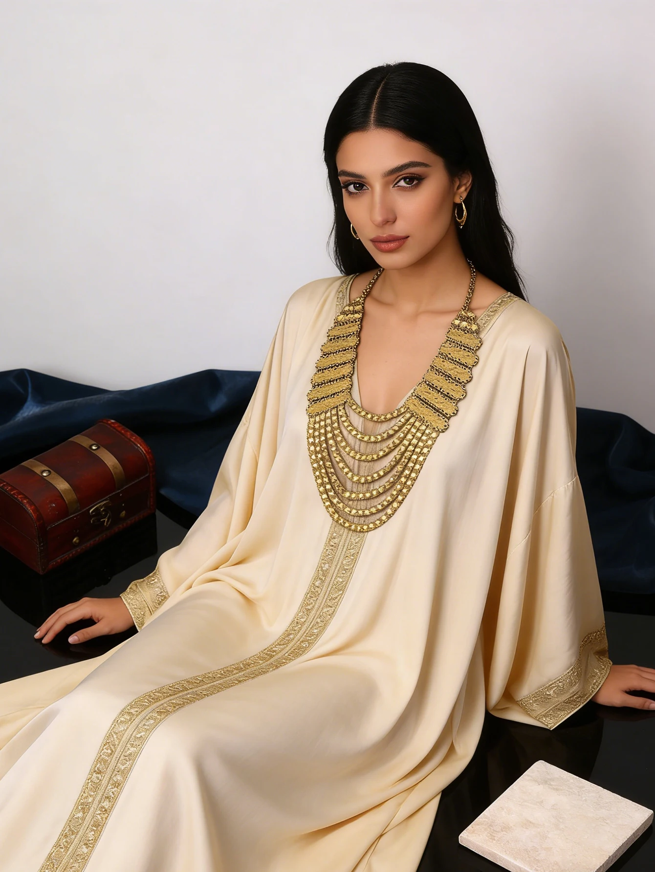 1 Piece of Vintage Court-Style Women's Necklace, Multi-Layered Flowing Design with Adjustable Length, Suitable for Women to Wear at Weddings, Banquets, and Festivals