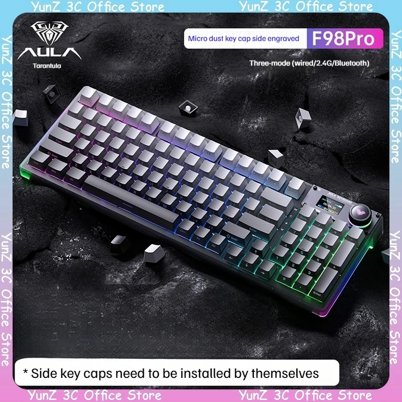 Aula F98pro Side Carved Mechanical Keyboard Wireless Bluetooth The Third Mock Examination Customized Keyboard Rgb Video Game