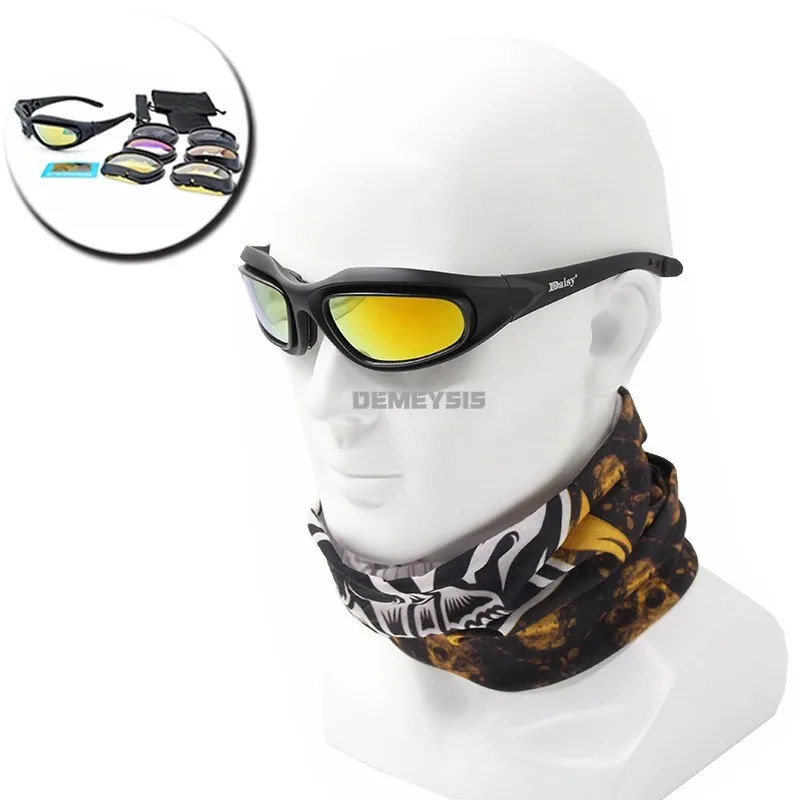 C6 Polarized Glasses CS Hunting Tactical Shooting Airsoft Protection Goggles C5 X7 Motorcycle Riding Sunglasses with 4 Lens Kit