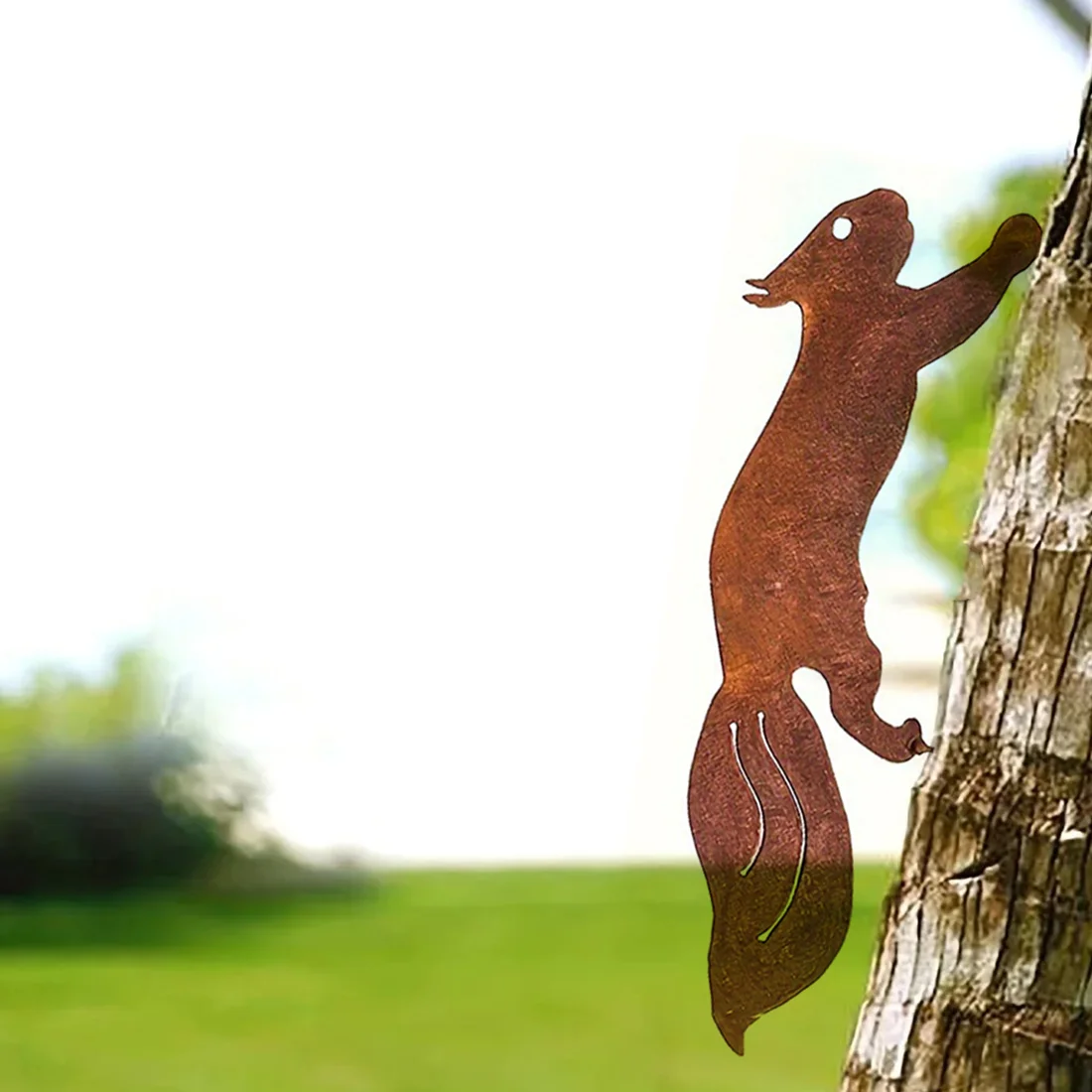 Adorable 1pc Tree Insert – Cute with Rusty Squirrel Silhouette. Lovely Tree Stakes. Branch Insert for Outdoor Cuteness