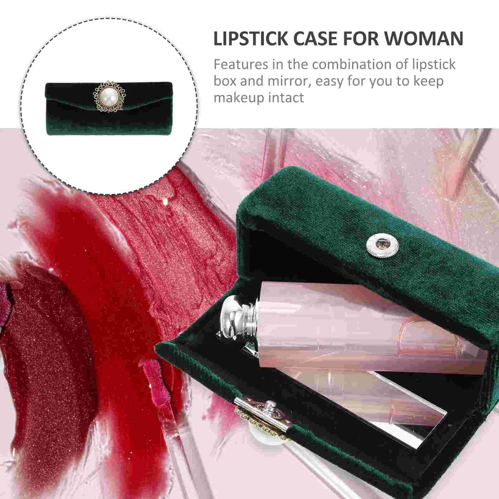 Lipstick Box Case voor dameshouder Toiletartikelen Reiscontainers Delicate hoes Stof Balsem Dames Glitter