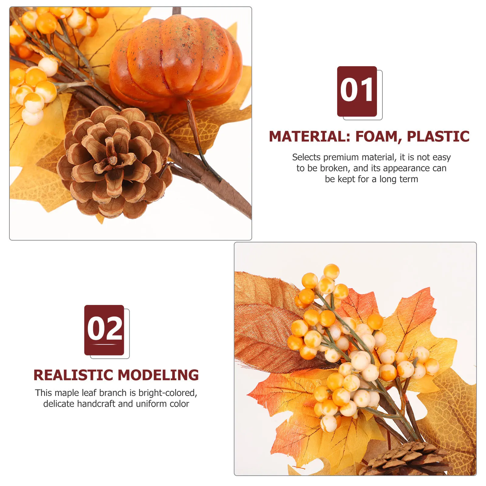 

2Pcs Lifelike Maple Leaf Branch Realistic Home Decorative Fake Plant Bedroom Living Room Decor Vivid Plant Decor