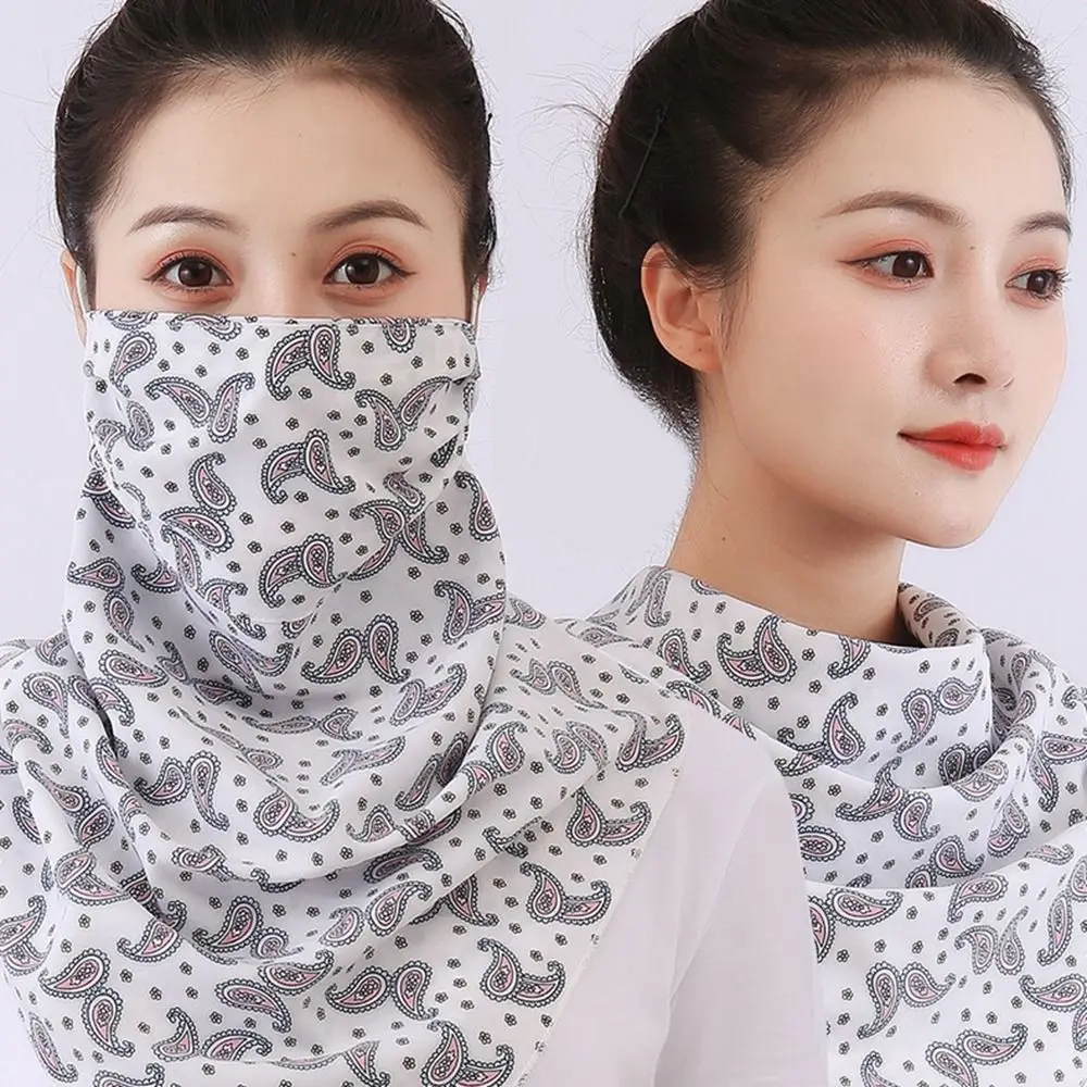 Summer Sunscreen Facial Ice Silk Mask Scarf UV Protection Thin Triangular Scarf For Outdoor Face Shield Neck Wrap Cover