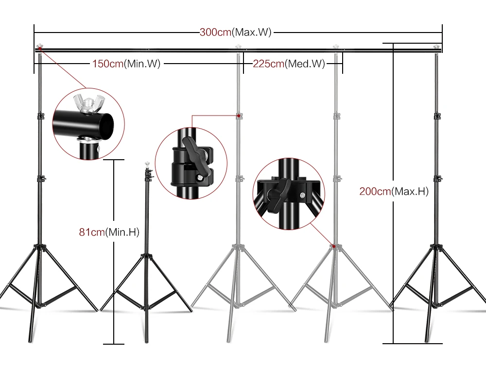 2X2M 2X3M 2.6X3M Background Support System Photography Backdrops Stand Photo Studio Kit Chromakey Green Screen Frame