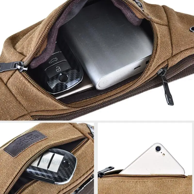 Men And Women Convenient Belt Banana Bag Fanny Pack Casual Canvas Waist Bag Unisex Functional Waist Bag Mobile Phone Bag