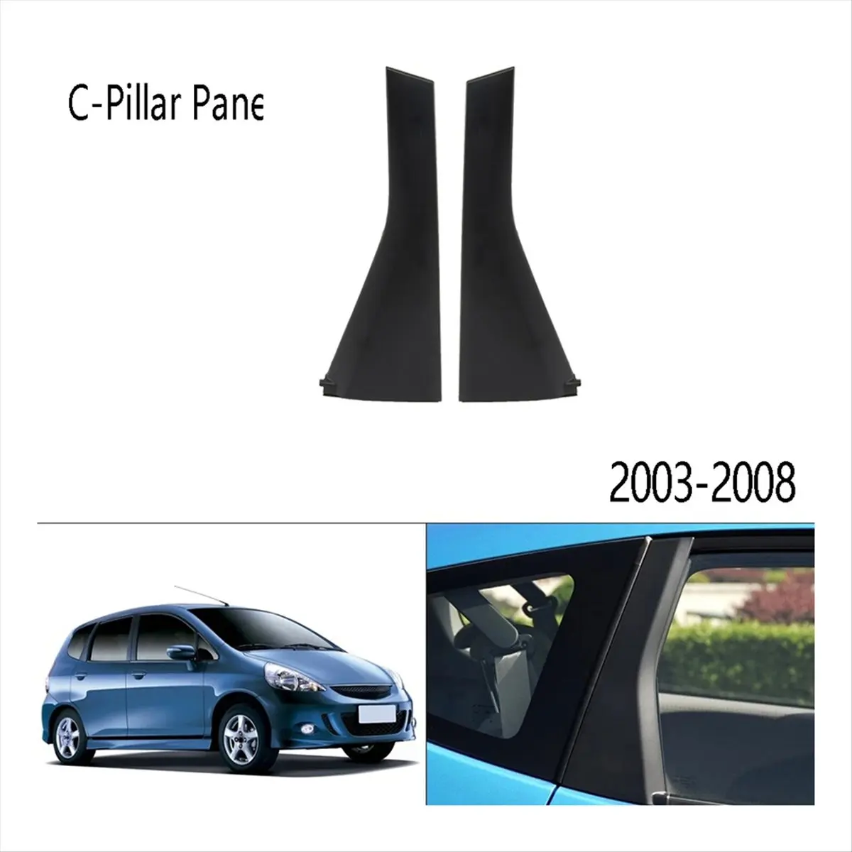 Compatible Car Left Rear Door Outer Pillar Garnish Trim Panel C-Pillar Panel for Honda FIT JAZZ GD1 GD3 2003-2008 72761-SAG-H00