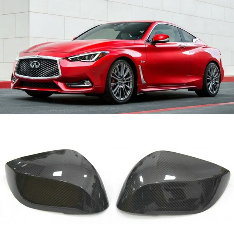 2pc Stickers on Cars Carbon Fiber Rearview mirror housing Cover for Infiniti Q60 2014 2015 2016 2017 2018 2019 2020 2021