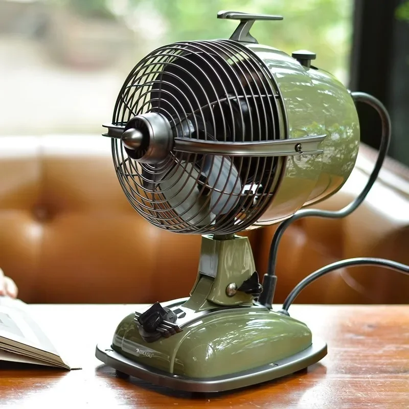 Retro electric fan Home silent desktop air circulation Airplane head electric Shaking head nostalgic table fan