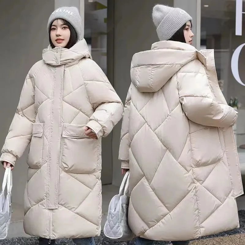 2024 Winter Women Jacket Coats Long Parkas Female Down Cotton Hooded Overcoat Thick Warm Jackets Windproof Casual Student Coat