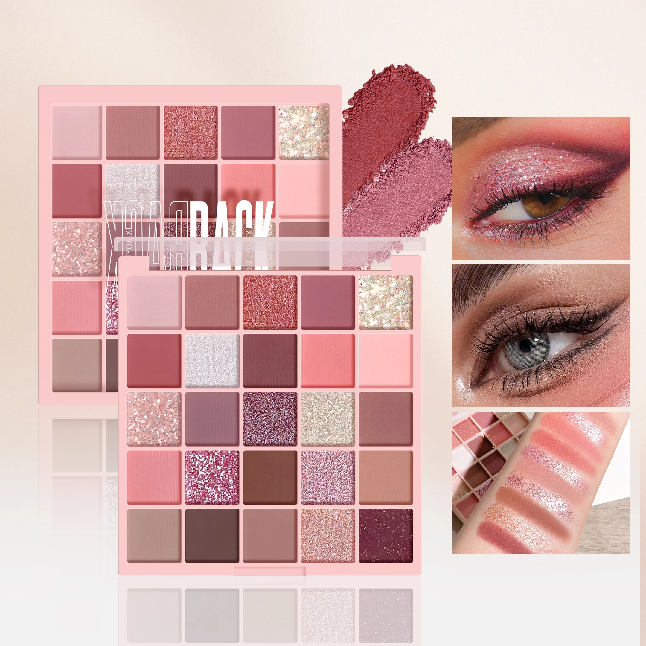 Paleta de Sombra High Gloss Dry Rose, Cinza Cimento, Cor Marrom, Tom, Matte, Glitter, Maquiagem Diária, Música, 25 Cores