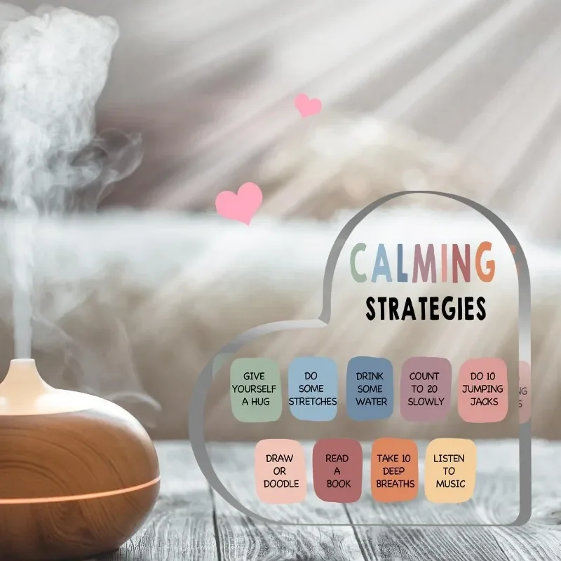 Heart Acrylic Plaque Calming Strategies Mental Health Self Regulation Therapy Desk Decor