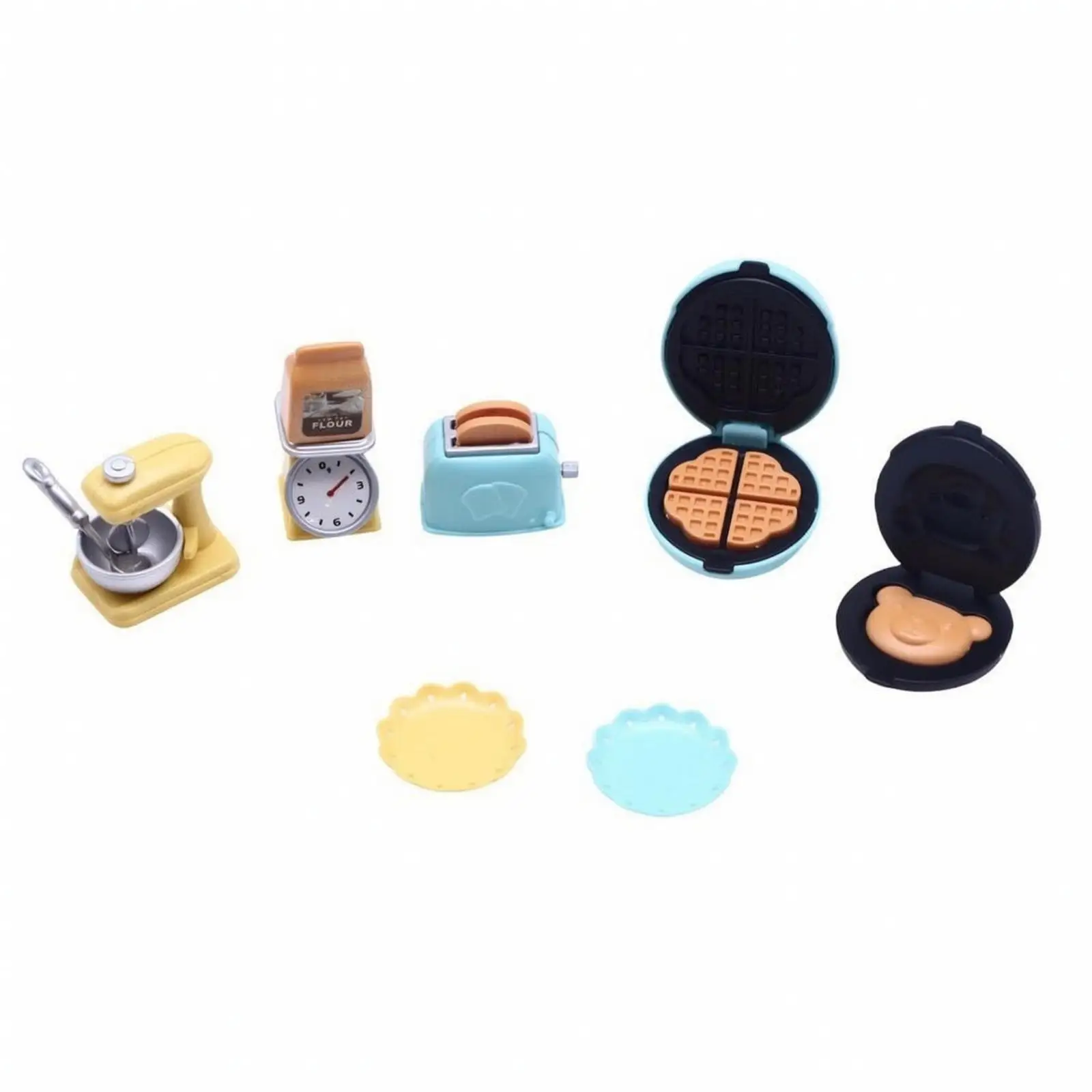 Pre Assembled Mini Kitchen Playset Dollhouse Furniture 1 12 Scale with Pastel Baking Accessories and Toaster for Tiny Tabletop