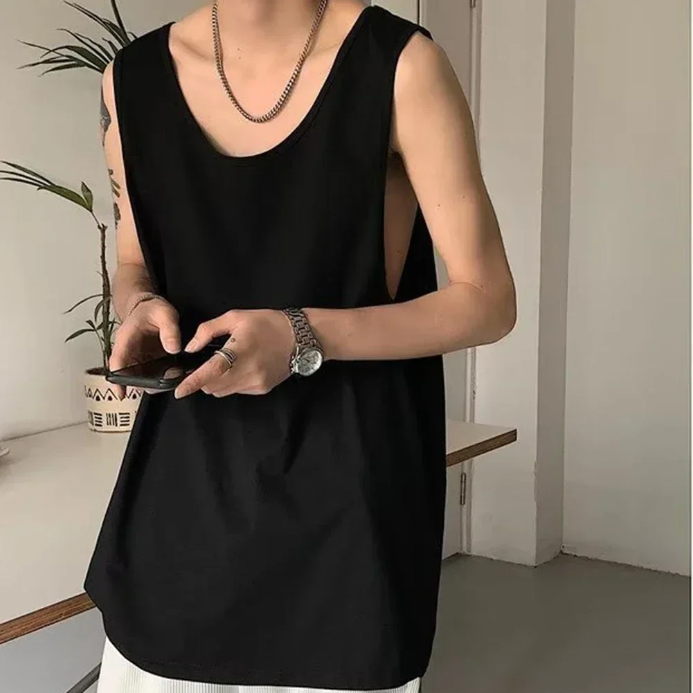 Men O Neck Baggy Tanks Tops Handsome Bodybuild Vest Fashion Versatile Streetwear