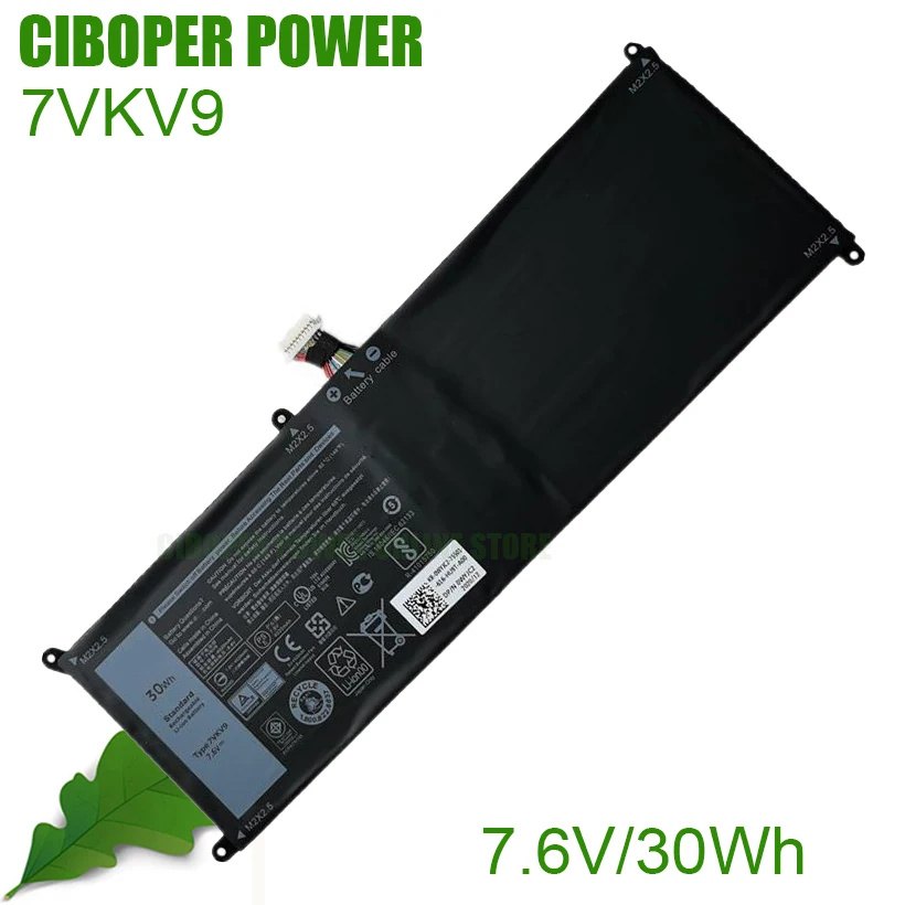 

CP Genuine Laptop Battery 7VKV9 9TV5X 7.6V/30Wh For Latitude XPS 12 7000 7275 9250 Series Notebook