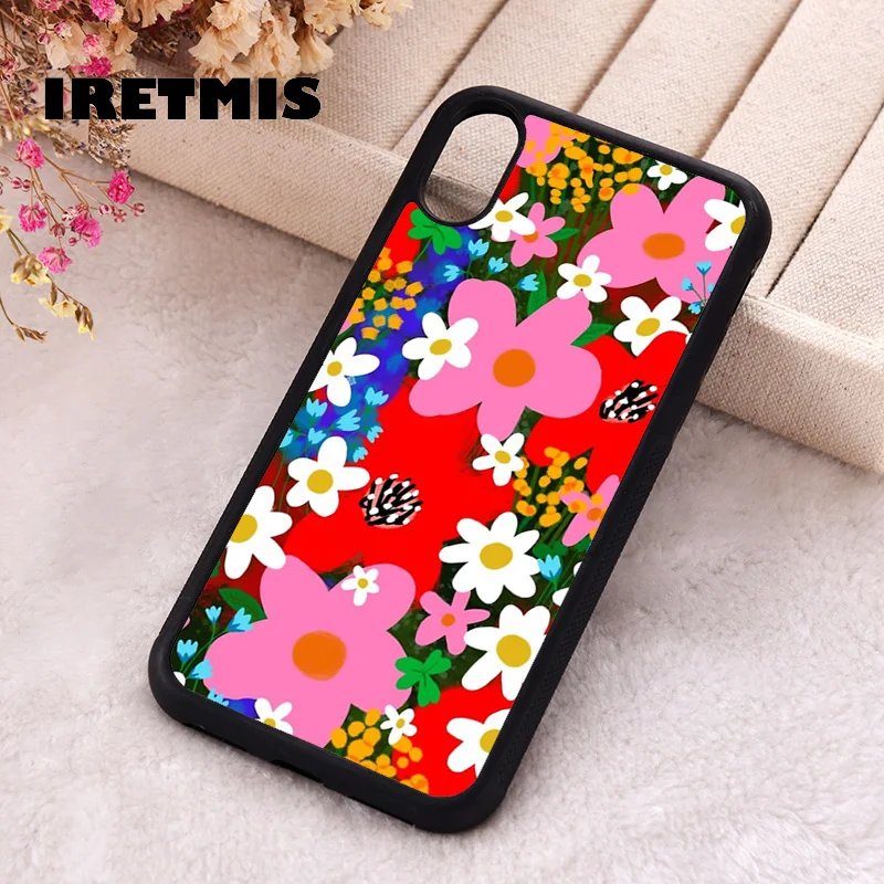 Iretmis Phone Cover Case For iPhone X XS Max XR 11 12 13 PRO MINI 14 15 16 Plus Rubber Silicone TPU Flower Power