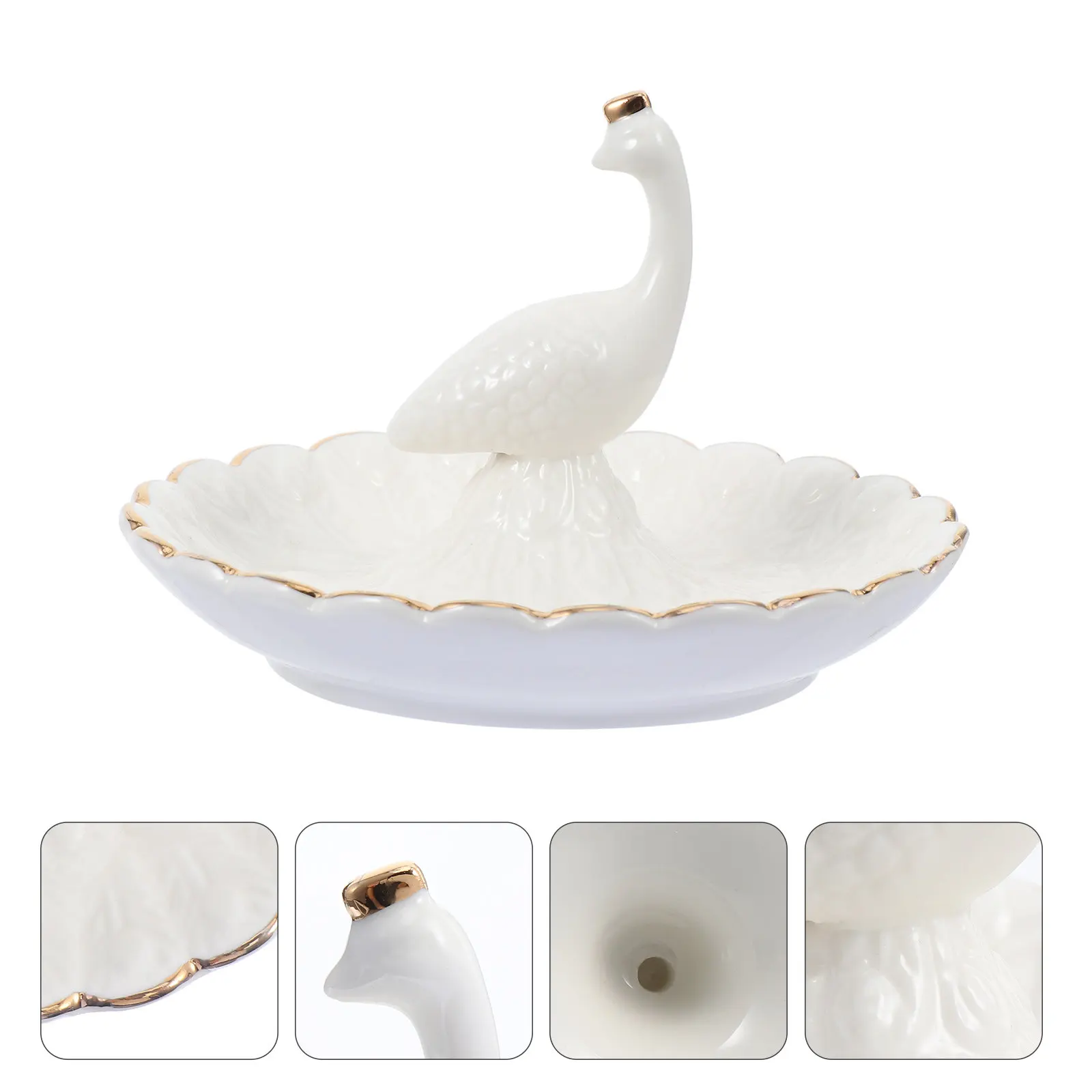 

1Pcs Jewelry Storage Tray Ceramic Jewelry Dish White Elegant Design Organizer for Necklace Earrings Rings Makeup Display