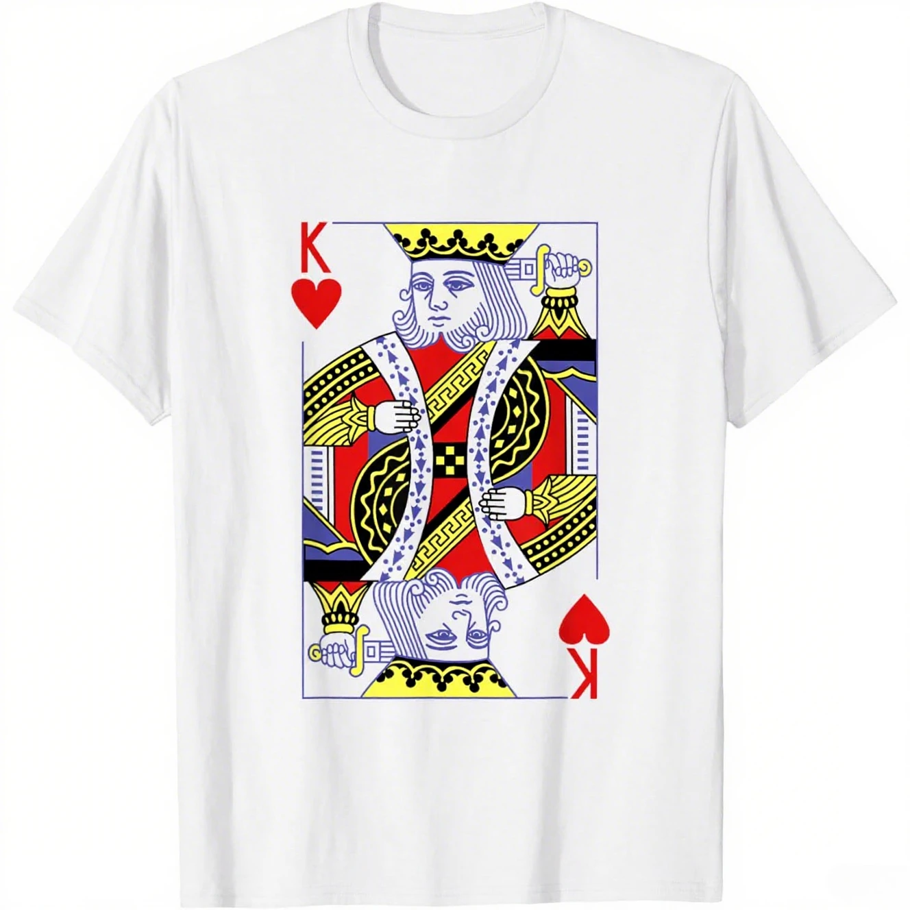 

King of Hearts Royal Flush Costume Halloween Playing Cards T-Shirt Print Original Design Gifts T Shirts Funny Shirt Camiseta