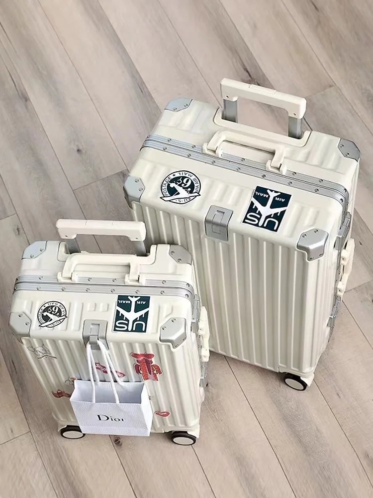 

New 2025 Aluminum Frame Lage Suitcase 20 Inch Thiened Durable Password Lo Travel Bag for Men And Women