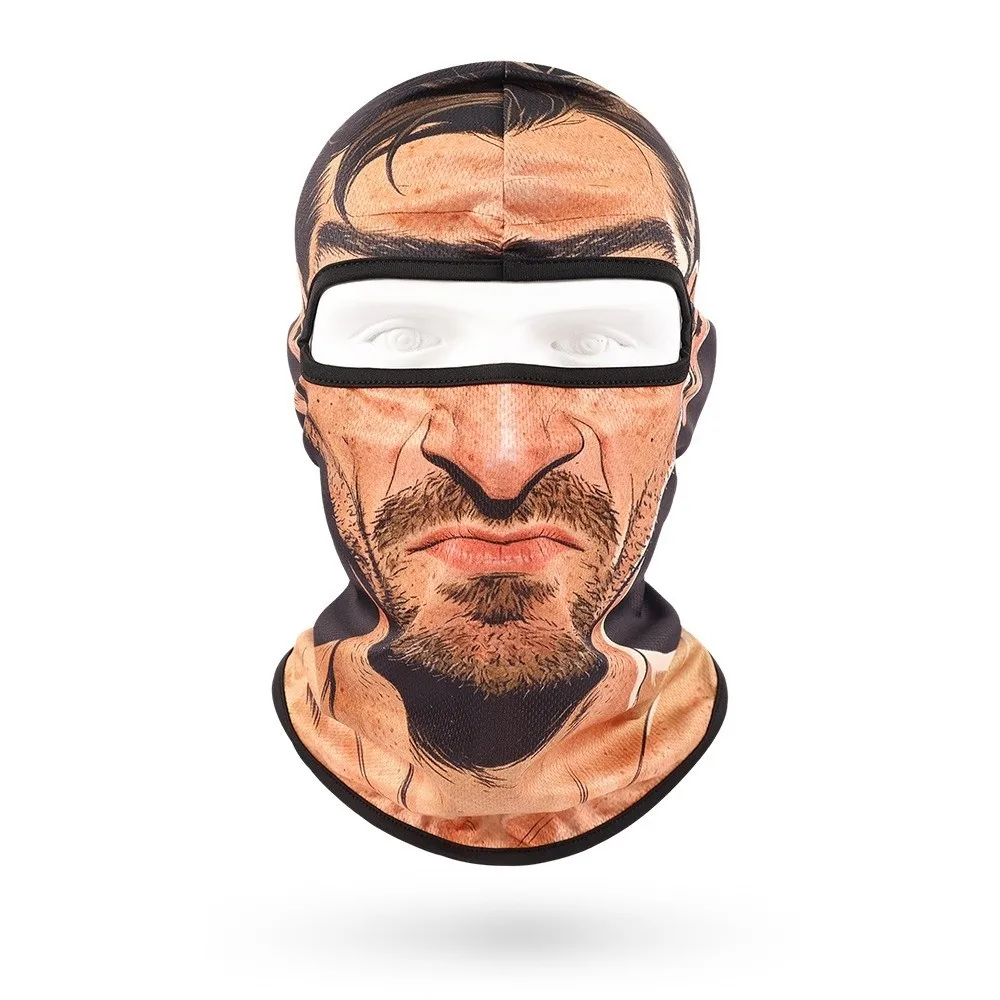 Quick Dry Funny Face Mask Breathable Sun Protection Realistic Balaclava Full Coverage Realistic Face Design Prank Face Hood