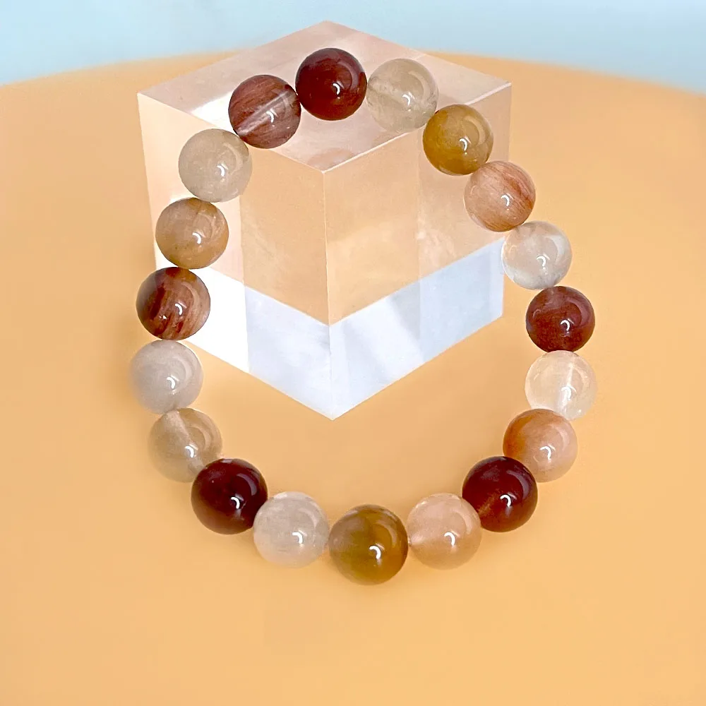 Natural Crystal Stone Bead Strand Bracelet Women Men Fashion Energy Stone Round Buddha Bead Elastic Bangles  Colorful Jewelry