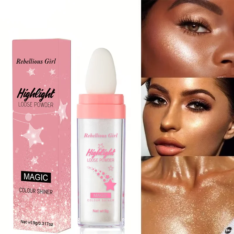 Resaltador en polvo blanco luz De luna Polvo De Hadas brillo contorno sombreado iluminador para mujeres cara cuerpo brillo maquillaje