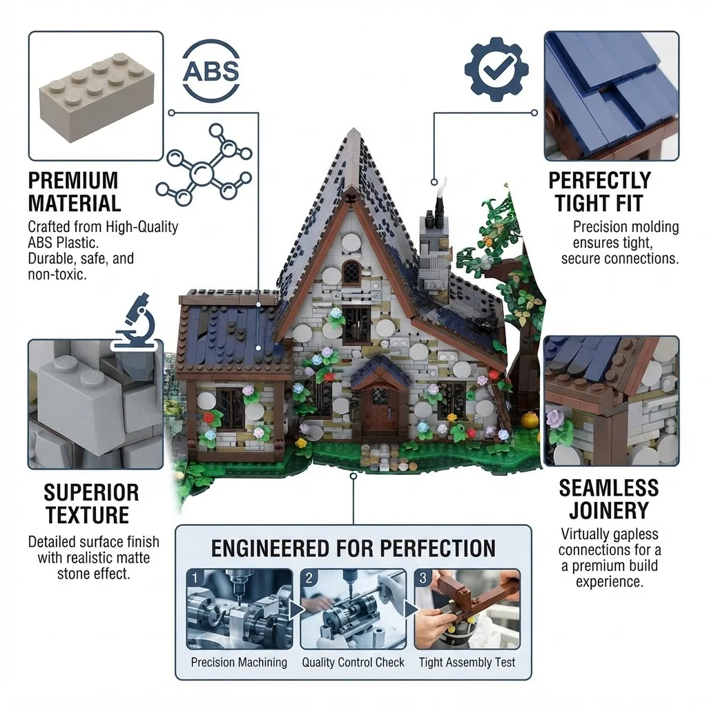 MOC Halloween Witch House Building Blocks Medieval Wizard Cottage Model DIY Assembly Bricks Desktop Ornament Home Decor Gift