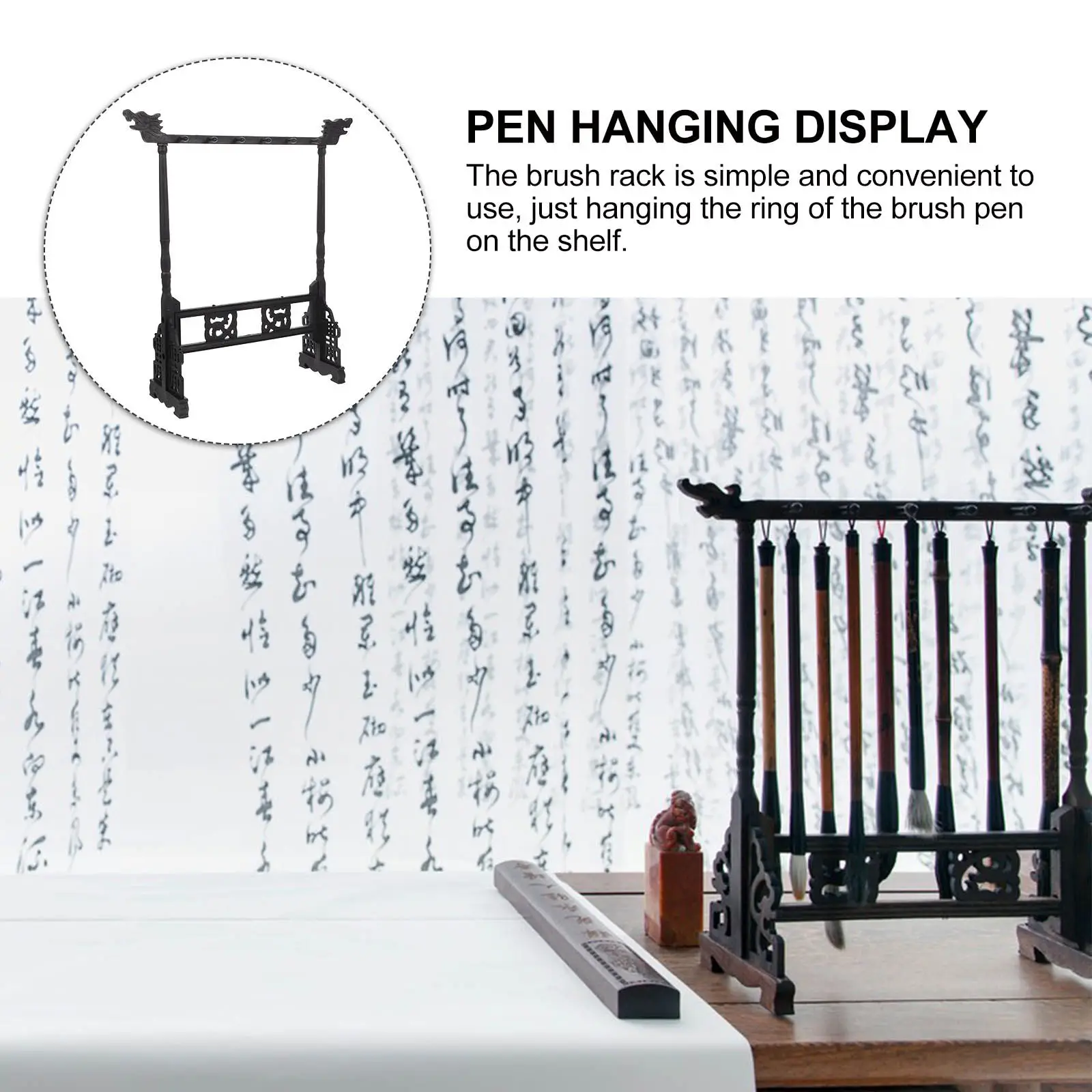 Resin Writing Brush Rack for Ink Painting Brushes Lightweight Simple Hanging Design Airing Moisture to Extend Brush Life