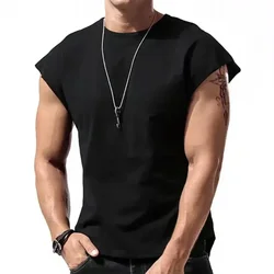 Hot Fashion Leisure T-Shirts Mens Fitness Tees Beach Tops Crew Neck Vest Loose Muscle Outdoor Plain Sleeveless