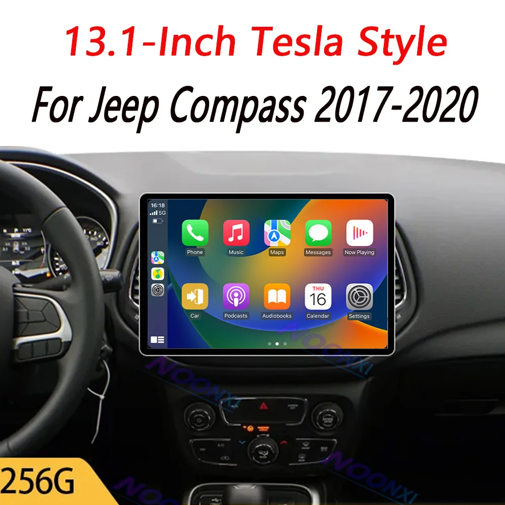 For Jeep Compass 2017-2020 All In One Car Radio 2 K Screen 1920x1200 RES Intelligent Android 13 System GPS Carplay 13.1 inch