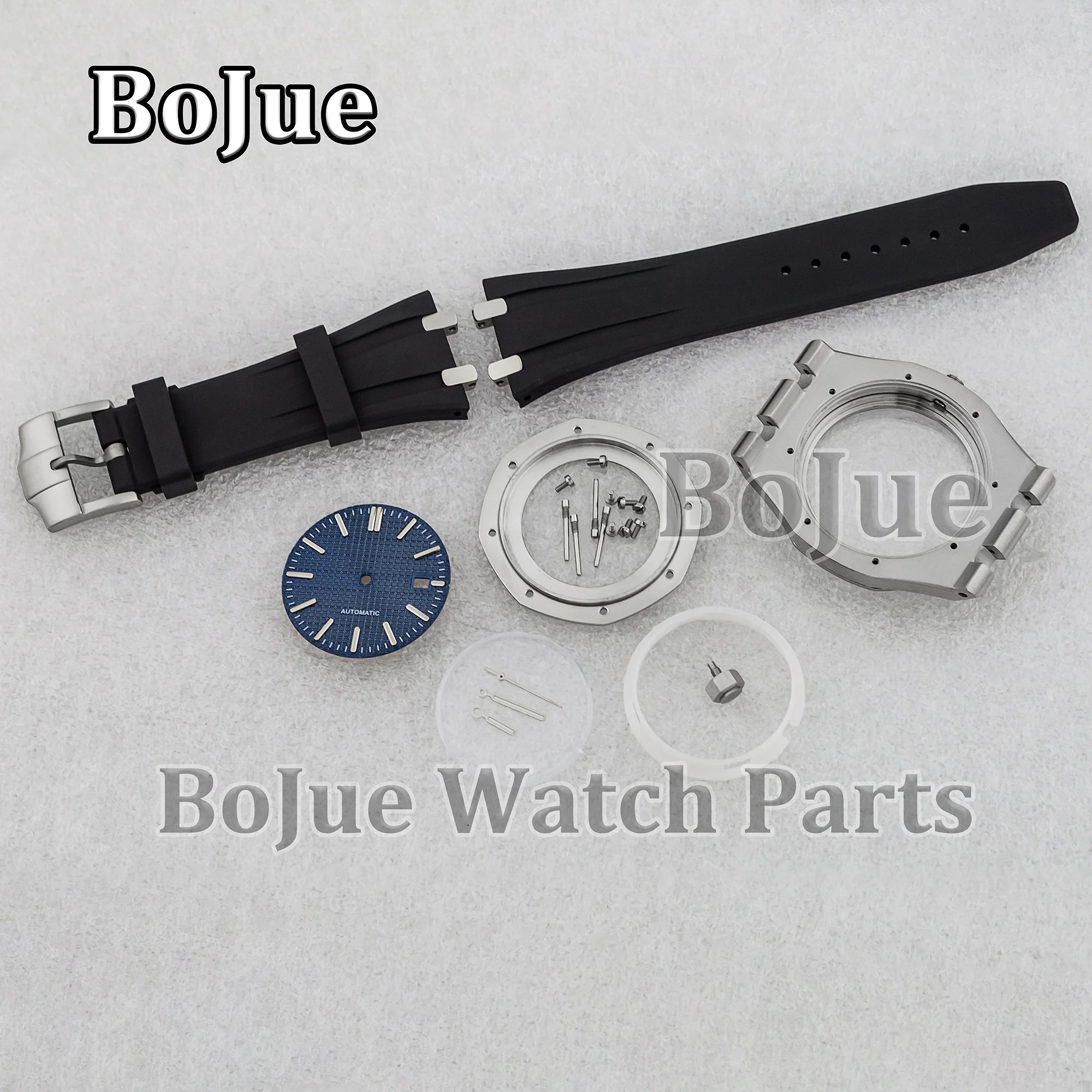 41mm Watch Case Rubber Strap For Royal nh35 nh36 Movement 31.8mm Dial Hands Steel Waterproof Parts Mechanical Watch Assemble