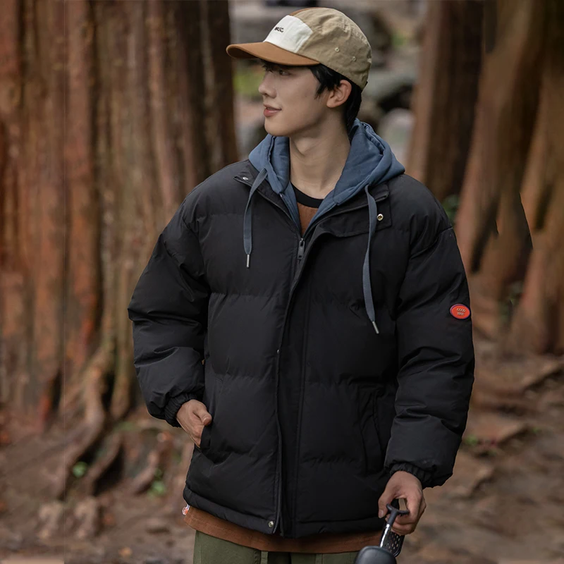 

Free shipping Men's Streetwear Parka Winter Thickened Hooded Down Jacket, 2-in-1 Design Warm Puffer Coat for Outdoor Fashion