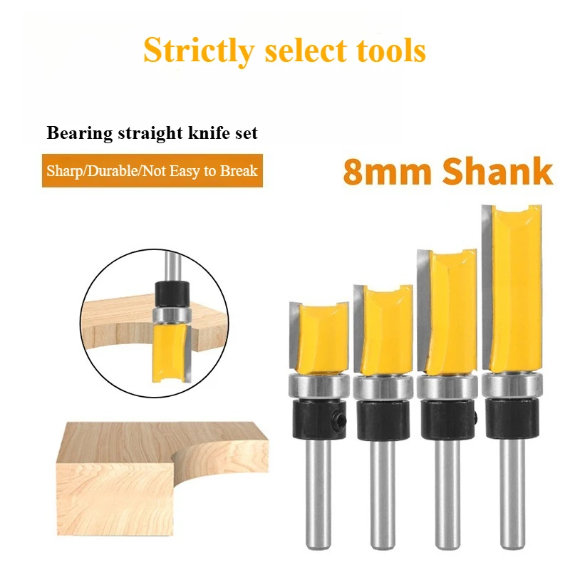 Copy Trimming Bearing Straight Tungsten Steel Milling Bit Wood Slot Cutter For Electric Wood Router Accessories