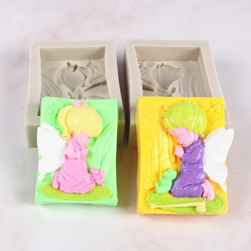 Fondant Mould Prayer Angel Soap Soap Mould Angel Boy Girl Cake Mould Baking Epoxy Tool