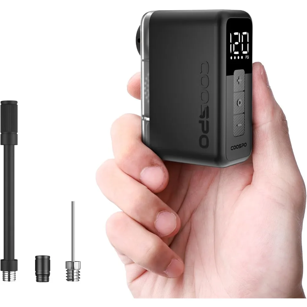 

Мини-электрический велосипедный насос x1 с манометром, портативный насос для велосипедных шин 120 фунтов на квадратный дюйм, автоматическая остановка, быстрая накачка для клапана presta и schrader