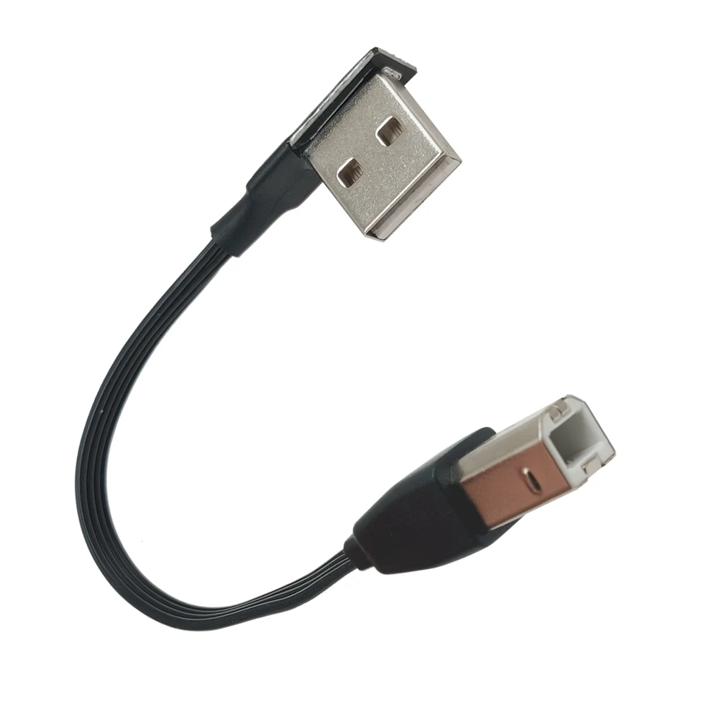 Soft silicone short wire USB to printer hard disk box data cable 0.1M 0.2M 0.5M ultra-thin USB-A to B male flexible cable elbow