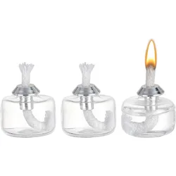 3pcs Small Alcohol Lamp Glass Alcohol Burner Lamp with Metal Caps for Science Experiments Household Camping Tea Coffee Making