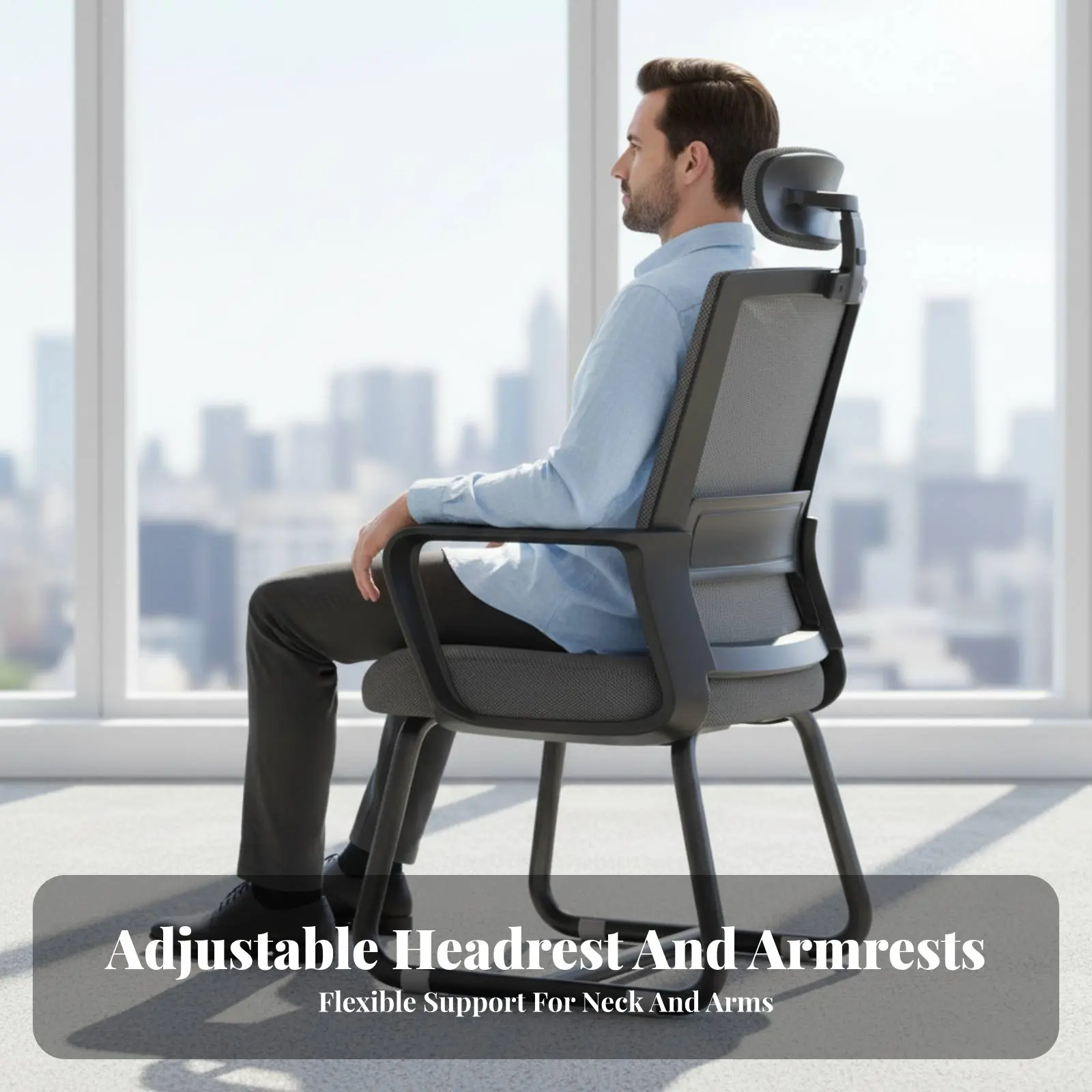 

Кресло для посетителей на базе Sled Base, эргономичный дизайн, с толстым мягким наполнителем, прочная рама, для посетителей, зон приема, лобби